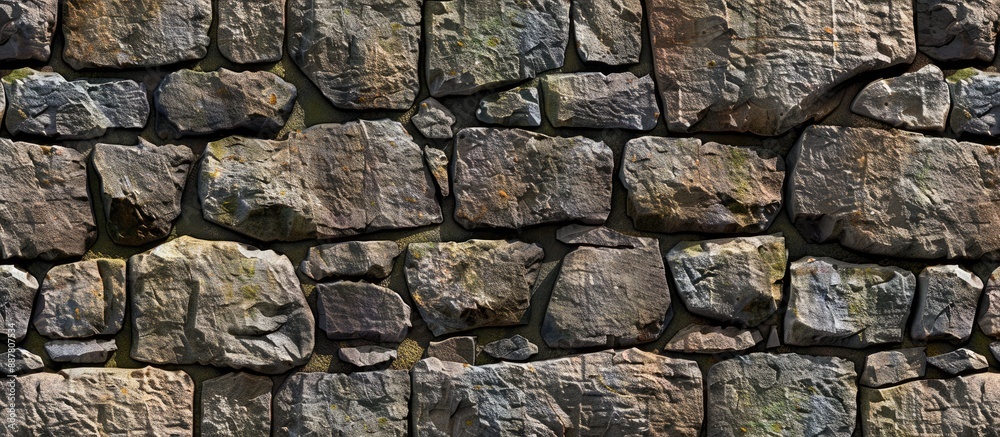 Poster Background texture of an ancient stone wall with seamless appearance for use as a copy space image