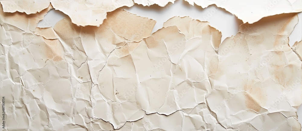 Poster vintage torn paper texture on a blank white backdrop with copy space image