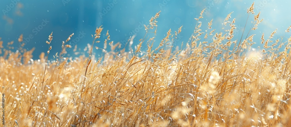 Poster Nature themed wallpaper with a dry grass background presenting ample copy space image for text against an abstract backdrop