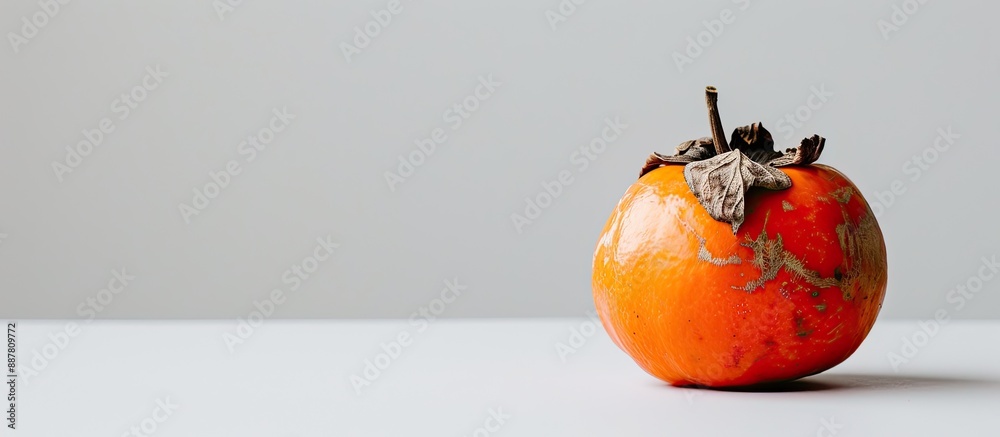 Aufkleber a ripe persimmon showcased on a plain white backdrop perfect for a copy space image