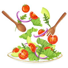 Healthy salad dish  png illustration, diet food, transparent background