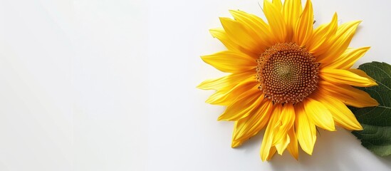 Sunflower displayed on a clear white backdrop for copy space image