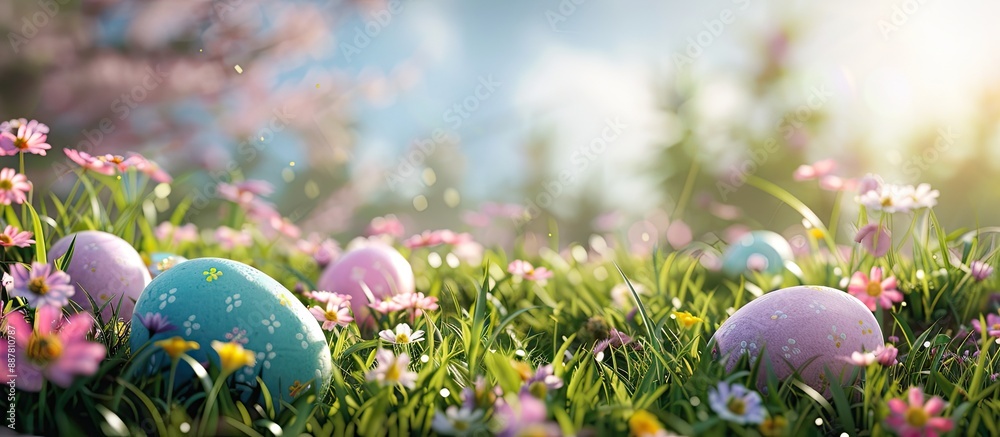 Poster easter themed background with copy space image