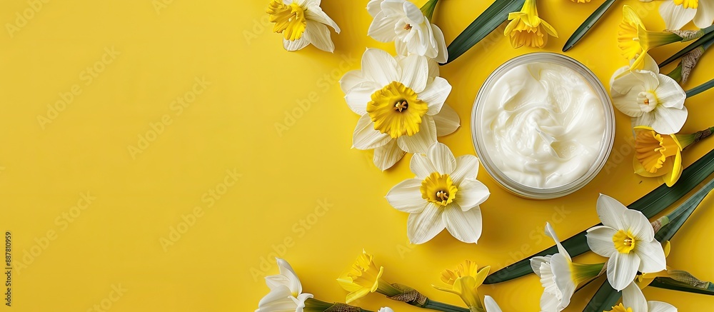 Aufkleber daffodil infused face cream with copy space image