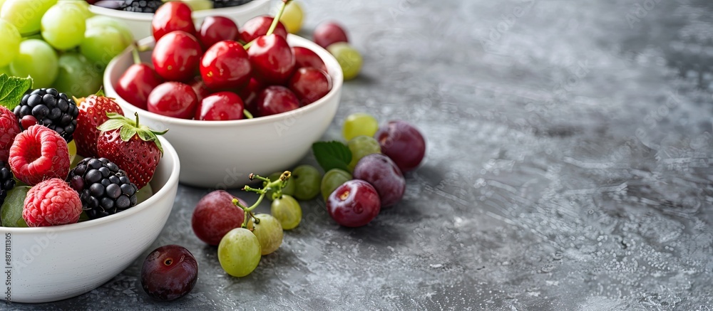 Aufkleber copy space image featuring an assortment of fresh berries such as cherry raspberry strawberry blackb