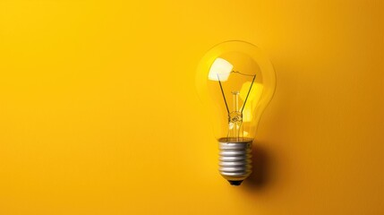 Yellow background with a light bulb