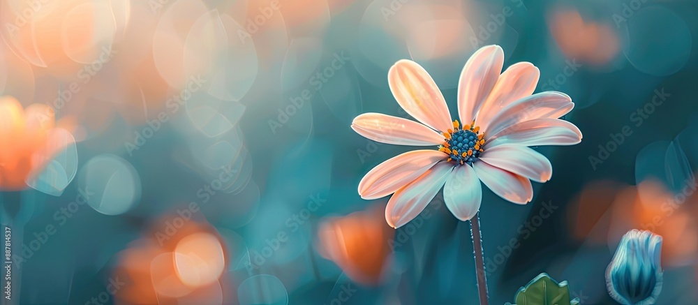 Poster background with a blooming flower perfect for copy space image