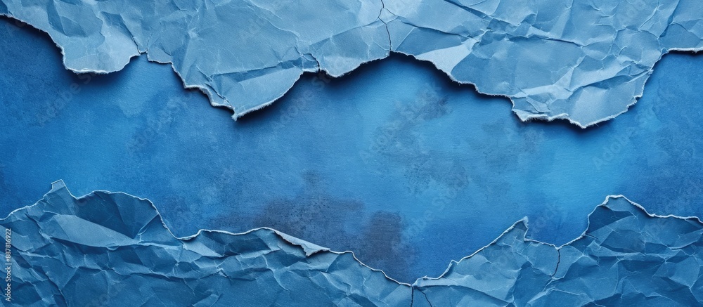 Poster vintage blue torn paper texture background with ample copy space image
