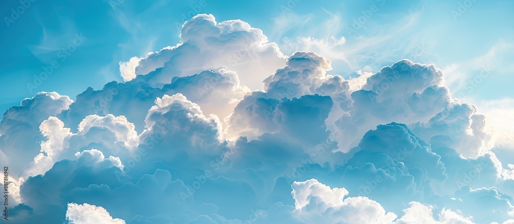 Aufkleber background image of a serene blue sky with fluffy white clouds against a copy space backdrop