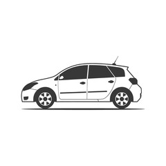 Obraz premium Monochrome Side Profile Illustration of a Compact Hatchback Car