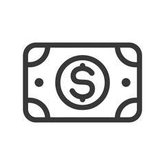 cash minimalist line art icon logo symbol icon black color only