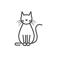 cat minimalist line art icon logo symbol icon black color only