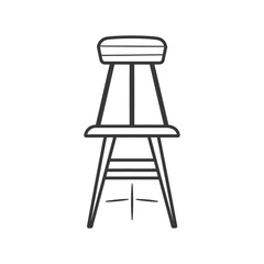 Mid-Century Modern Stool Icon: Simple Line Drawing