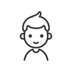 Obraz premium Smiling Boy Line Art Icon: Simple, Minimalist Child Avatar