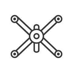 Obraz premium Abstract X-Shaped Mechanical Fixture with Circular Connectors, Line Art Icon