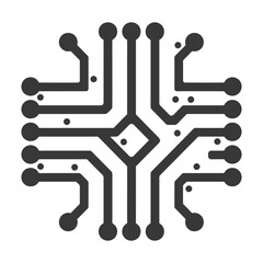 Abstract Circular Circuit Board Microchip Icon Design
