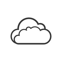 Simple Line Art Cloud Icon: Sun Peeking Through Cumulus