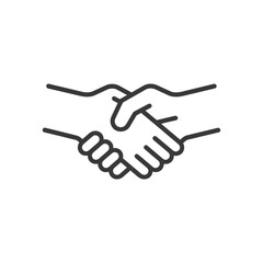 Obraz premium Simple Line Art Handshake Icon: Agreement, Partnership Concept