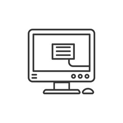 Line Art Illustration: Desktop Computer Displaying Document with Mouse