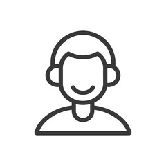 Smiling Male Avatar with Headphones: Simple Line Icon