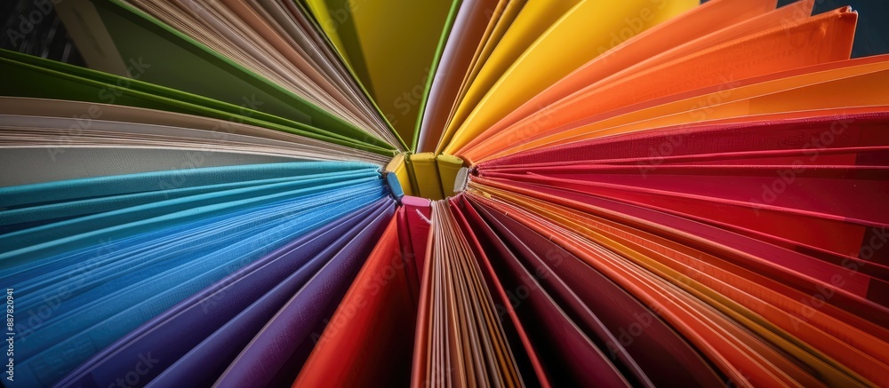 Poster Colorful hardback books arranged in a circle one open with fanned pages providing ample copy space Ideal for back to school themes or educational content