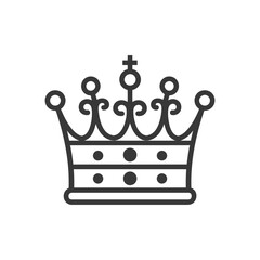 Elegant Line Art Crown Icon: Regal Monochrome Symbol