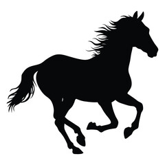 Obraz premium silhouette of black running horse - vector illustration