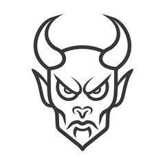 Fototapeta premium demon minimalist line art icon logo symbol icon black color only