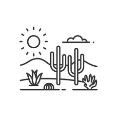 Desert minimalist line art icon logo symbol icon black color only