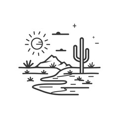Desert minimalist line art icon logo symbol icon black color only