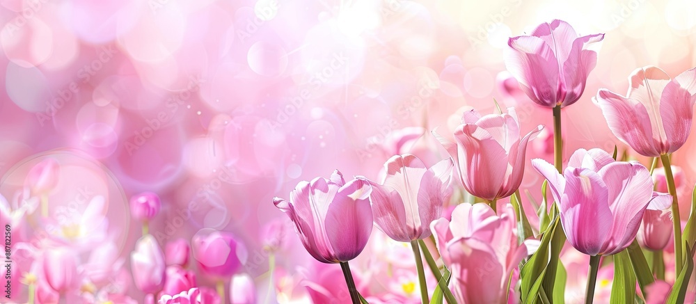 Poster a greeting card with pink tulips suitable for various occasions like birthdays easter women s day mo