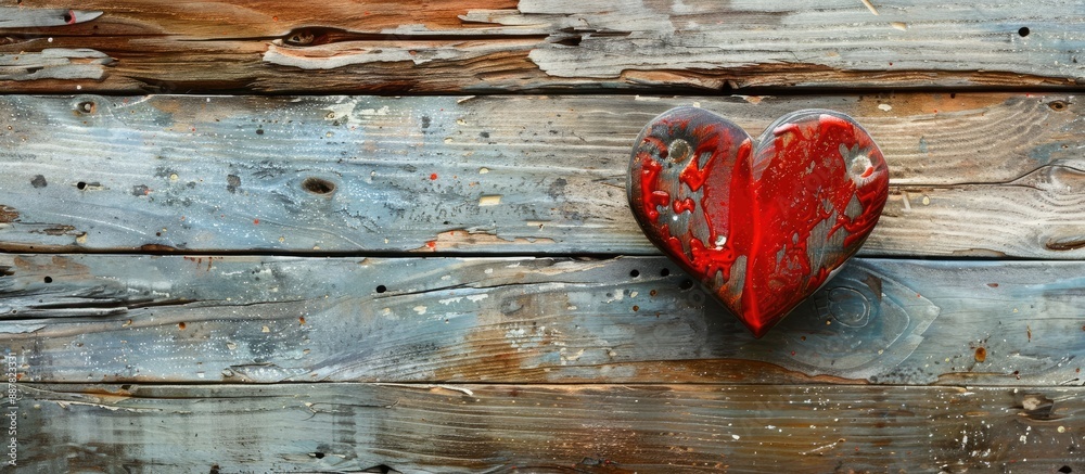 Aufkleber copy space image of a heart displayed on a rustic wooden backdrop