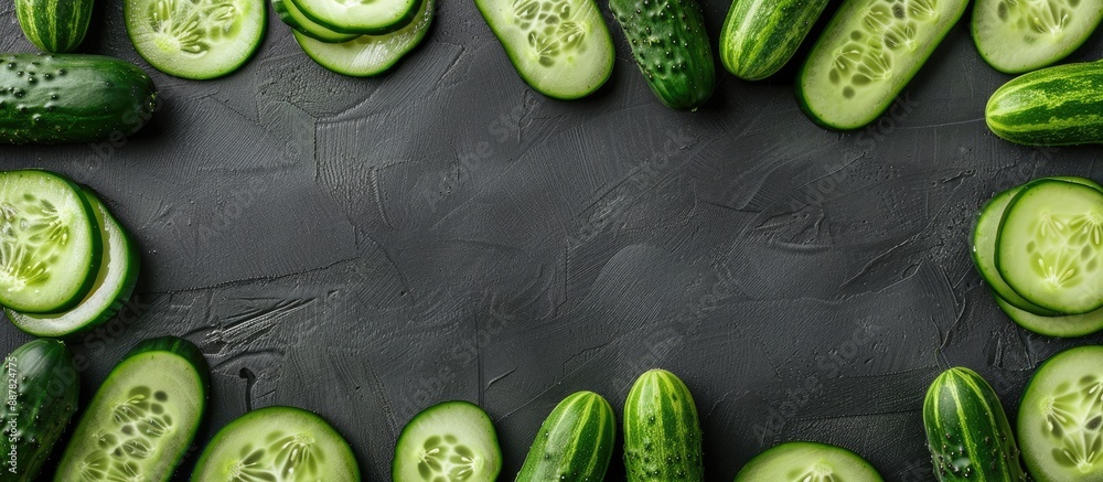 Poster Cucumbers creatively aligned around a blank copy space image