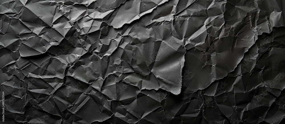 Aufkleber Crumpled black paper with a vignette texture on a copy space image