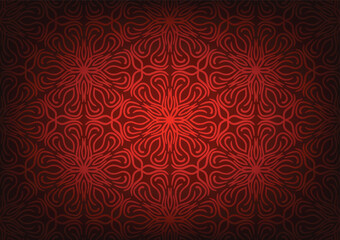 Red pattern mandala hot geometric background