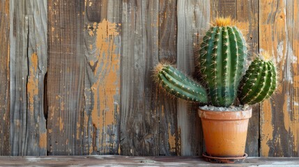 Cactus against wooden backdrop