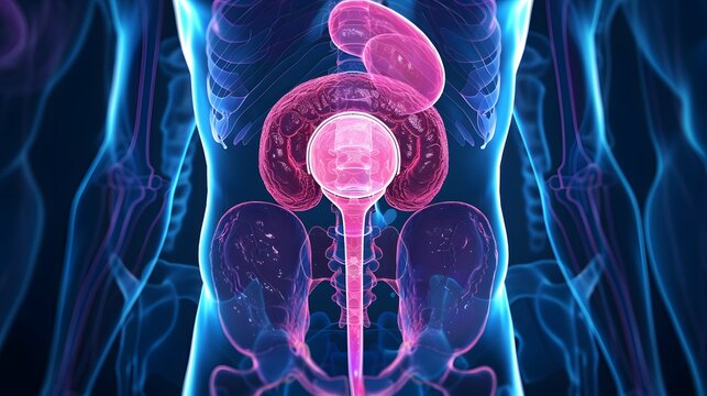 A medical illustration of the prostate gland and its relation to urological health