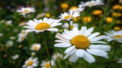 Camomile Plants Up Close in a Garden