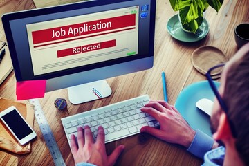 Job Rejection - Computer Screen Displaying Rejected Job Application
