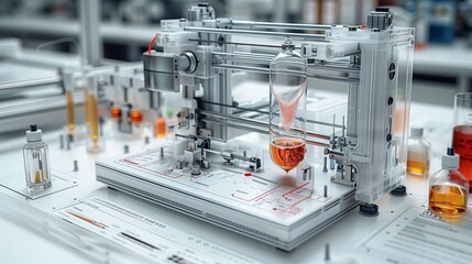 A close-up image of a detailed diagram showing the components and functions of a laboratory machine.