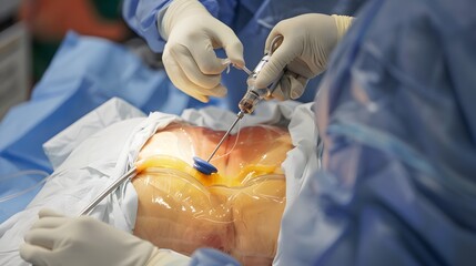 A patient undergoing a cystoscopy procedure to examine the bladder