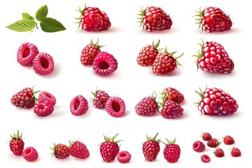 Collage of sweet berries mix close up on white backgounds.Strawberry, blackberry, mullberry,cherry, currants,raspberry
