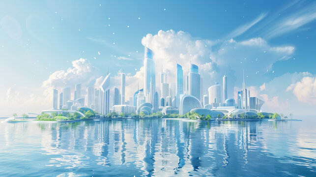 Smart city powered by IoT sensors and AI algorithms, optimizing energy usage and reducing environmental impact. Sustainable urban innovation for a greener future.