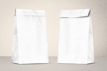 Png paper bag packaging mockup, transparent design