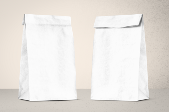 Png paper bag packaging mockup, transparent design