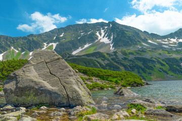 Mountain lake in Five Polish Ponds Valley. Beautiful summer landscape in the mountains