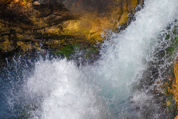 Obraz premium Waterfall, close-up. Splashes of water.