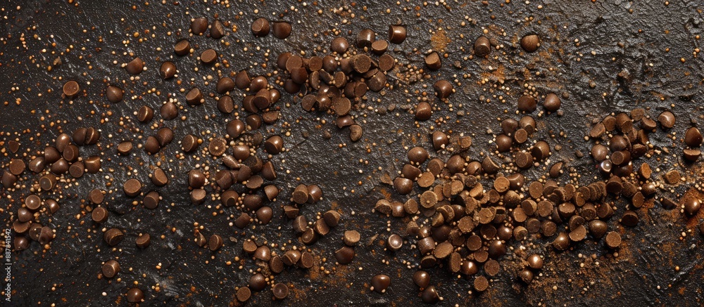 Aufkleber granular dark brown close up for backgrounds and textures suited for copy space images