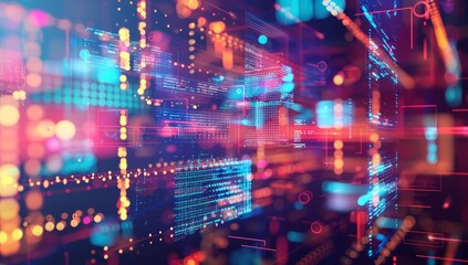 Obraz premium Virtual, binary data technology background. Computer network cyber crime security hacker virus programming abstract codes and symbols digital background.