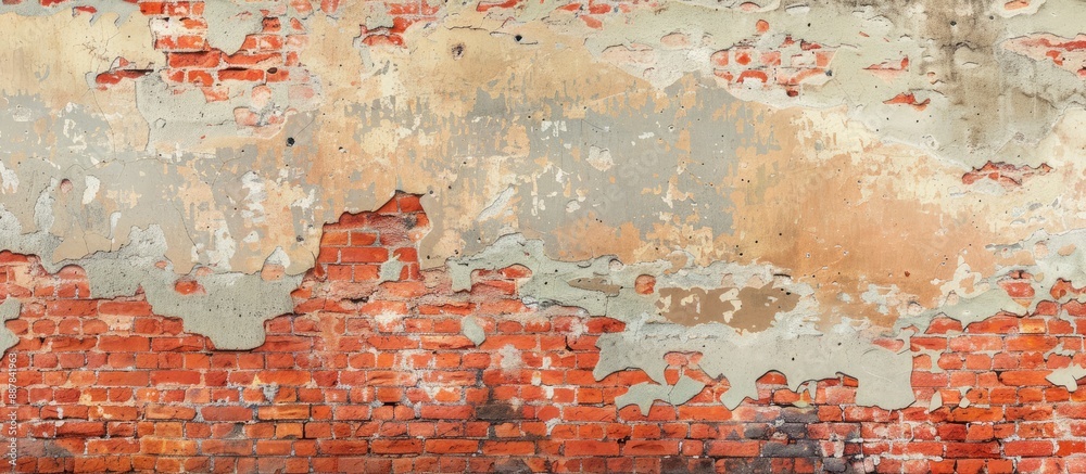 Poster background of an aged red brick wall providing textures with copy space image